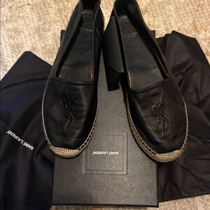 Saint Laurent Black Leather Espadrilles